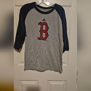 Adidas Distressed Boston Red Sox Jersey 3/4 Sleeve Shirt Sz L